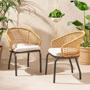 Outdoor Wicker Chair With Powder Coated Iron Legs
