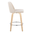 Toriano - Contemporary Fixed-Height Counter Stool With Swivel And Round Footrest (Set of 2)