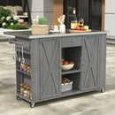 Outdoor Kitchen Island With Stainless Steel Top, Ample Storage Space, Towel And Spice Racks And A Bottle Opener