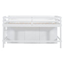 Twin Size Loft Bed with 4 Drawers, Underneath Cabinet and Shelves, White