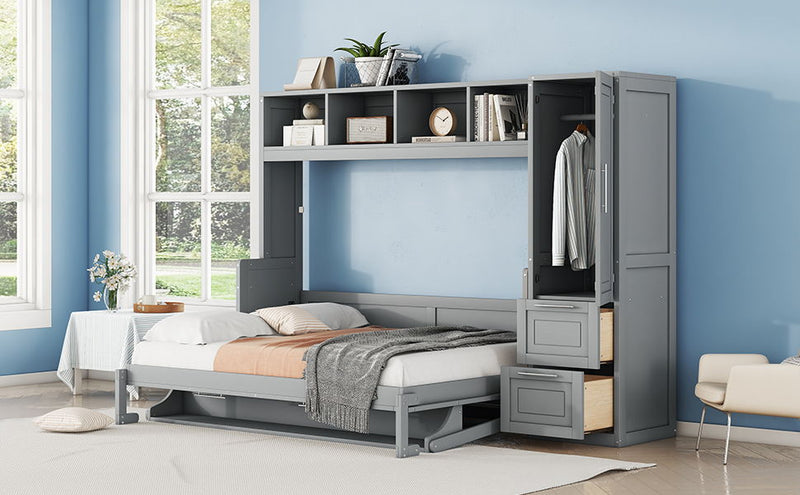 Space Saving Murphy Wall Bed With Closet And Drawers