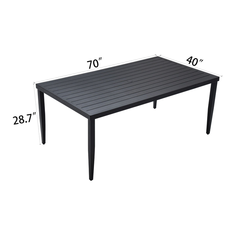 Outdoor Patio Rectangle Dining Table With Tapered Feet & Umbrella Hole