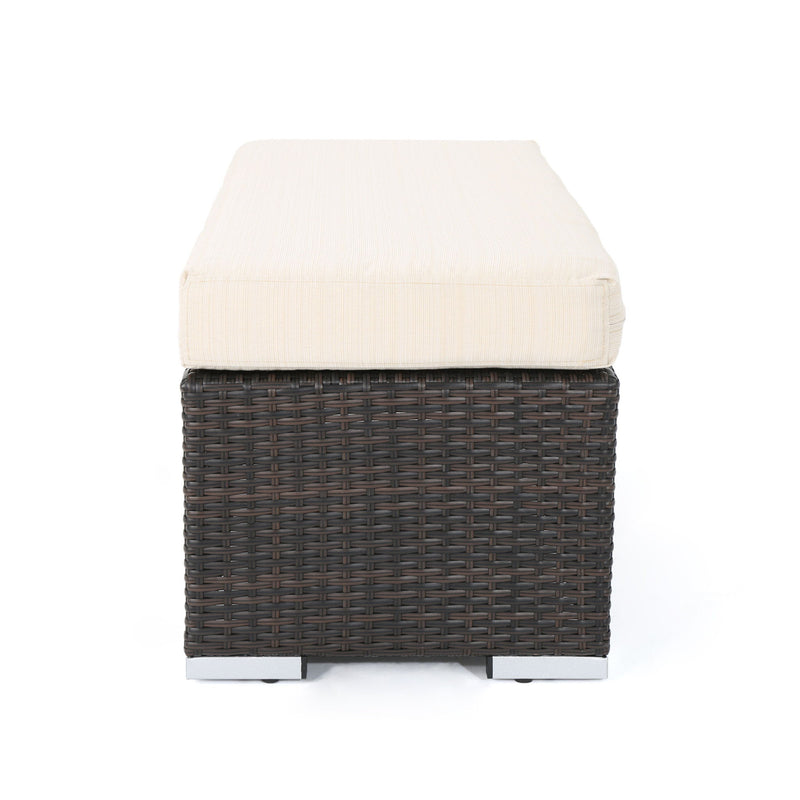 Enthrallia - Outdoor Wicker Bench With Foam Filled Cushion