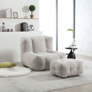 Modern Indoor Fluffy Bean Bag Chair With Memory Foam And Ottoman, Super Soft
