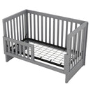 Convertible Crib/Full Size Bed with Changing Table, Gray
