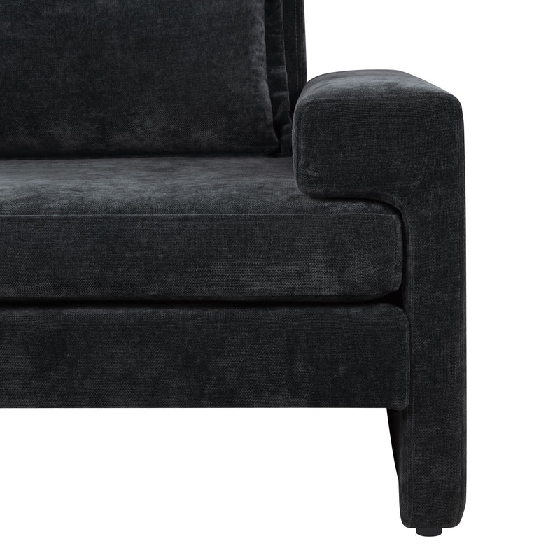 Chenille Upholstered Accent Chair With Wide Armrests And Ergonomic Back Support