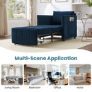 Upholstered Convertible Sleeper Sofa With 5 Position Backrest, Side Pockets, Storage