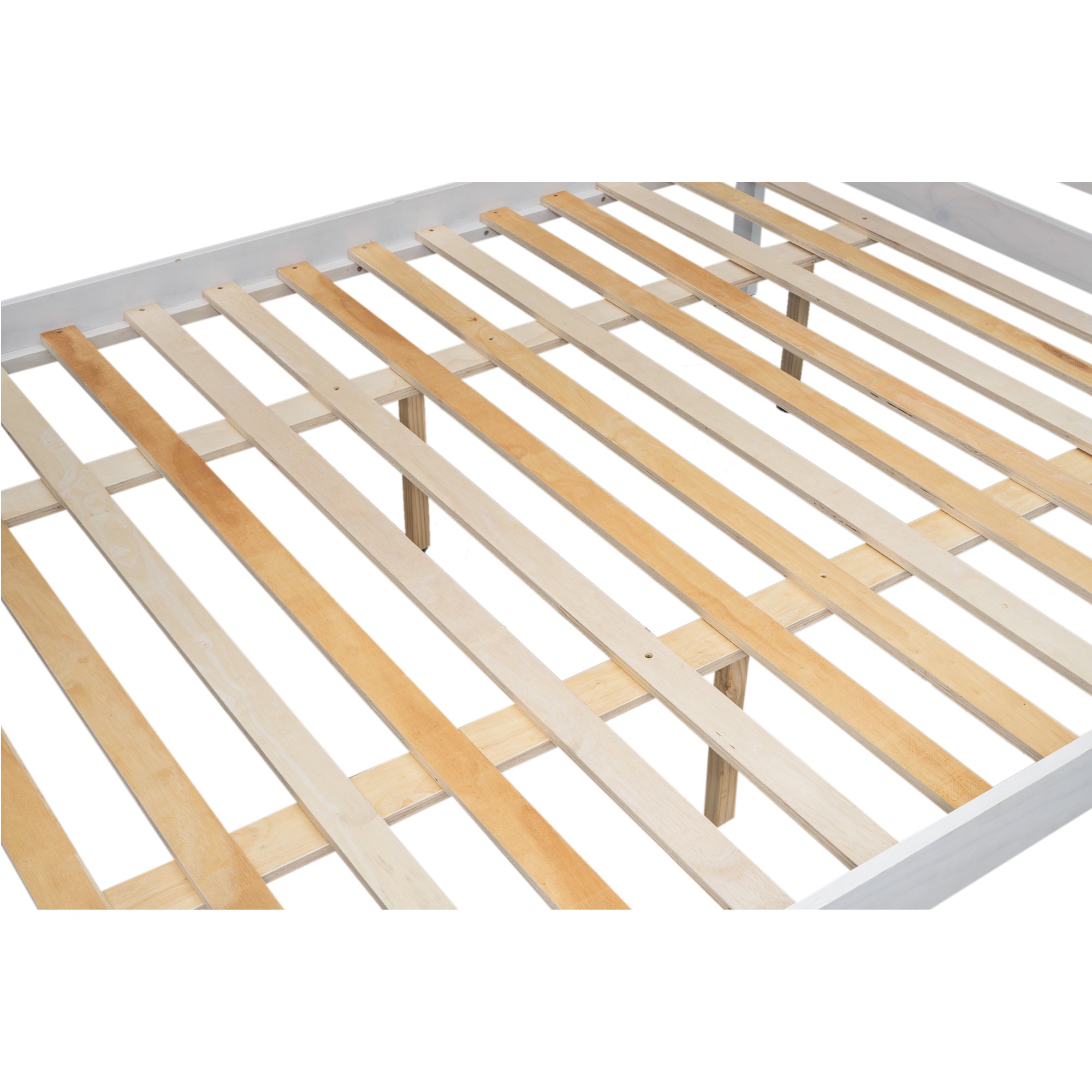 Wood Twin XL over Queen Bunk Bed with Ladder, White - Atlantic Fine Furniture Melbourne FL