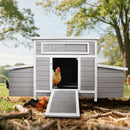 Large Chicken Coop Outdoor Hen House With 2 Sides Nesting Boxes - Gray / White Matte