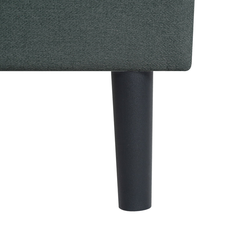 Modern Upholstered Platform Bed Frame With Button Tufted Linen Fabric Headboard