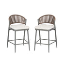Outdoor 26" Counter Height Metal Frame Counter Stools With Scallop Shaped Backrest & Water Resistant Cushions