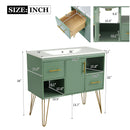 Bathroom Vanity With Resin Sink Combo Set, Modern Freestanding Single Bathroom Cabinet With 2 Drawers & 2 Storage Compartments, Storage Cabinet For Bathroom, Frame Vanity Set - Green