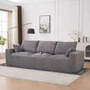 Modular Sectional Sofa With Ottoman, USB And Type C Charger, Petal Armrest Design