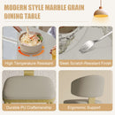 Luxury Round 59" Sintered Stone Dining Table With Stainless Steel Hourglass Base, Scratch & Heat Resistant Surface - Golden / White