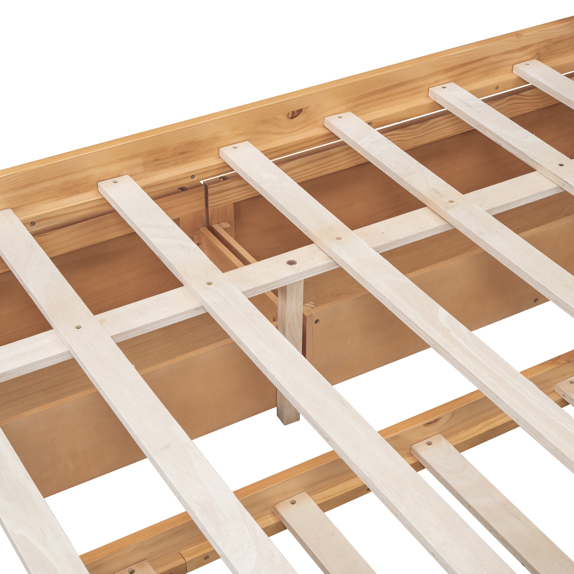 Queen Size Elegant Bed Frame with Rattan Headboard and Sockets ,Walnut - Atlantic Fine Furniture Melbourne FL