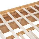 Queen Size Elegant Bed Frame with Rattan Headboard and Sockets ,Walnut