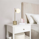 Ethereal - Modern Small Table Lamp, Desk Lamp Fixture With Globe Shade - Gold / White