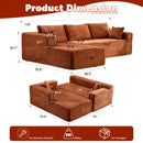 Compression Sectional Couch With Comfy Chaise, Boneless L Shape Sofa With Deep Seat