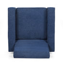 Mid Century Modern Club Chair With Upholstery And Rubberwood Legs - Navy Blue