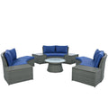 10 Piece Outdoor Sectional Half Round Patio Rattan Sofa Set