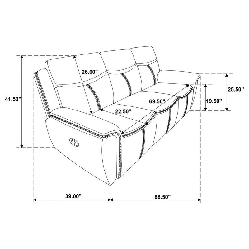 Sloane - Upholstered Padded Arm Reclining Sofa - Blue