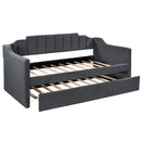 Upholstered Twin Daybed with Trundle,Black