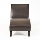 Upholstered Leather Chaise Lounge With Curved Design - Brown