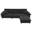 L Shaped Convertible Sectional Sofa 4 Seat Tufted Couch Set With Two Tone Adjust Legs Cloud Movable Ottoman