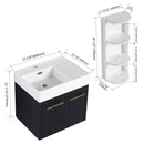 Modern Wall Mounted Bathroom Vanity With Thick Edge Resin Sink And Storage Rack