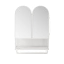Double Arched Mirror Wall Cabinet With 2 Doors, Featuring Adjustable Shelves And Towel Rack