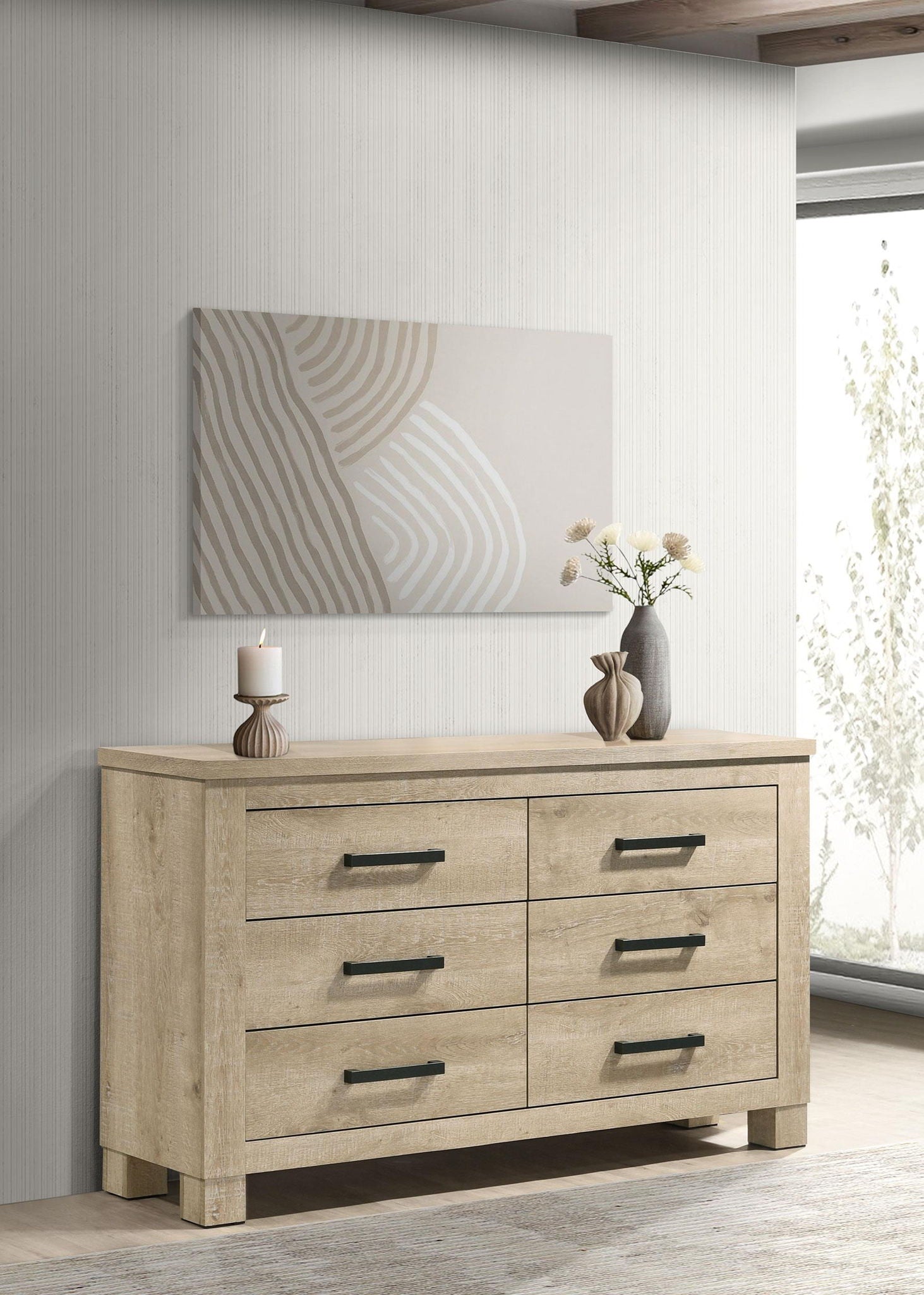Oakglen 6-drawer Bedroom Dresser Weathered Oak