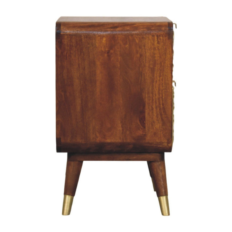 Avora - Brass Embossed 2 Drawer Nightstand - Brown / Golden