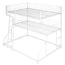 Full Long Over Twin Long Over Queen Size Triple Bunk Bed With Long And Short Ladder - White