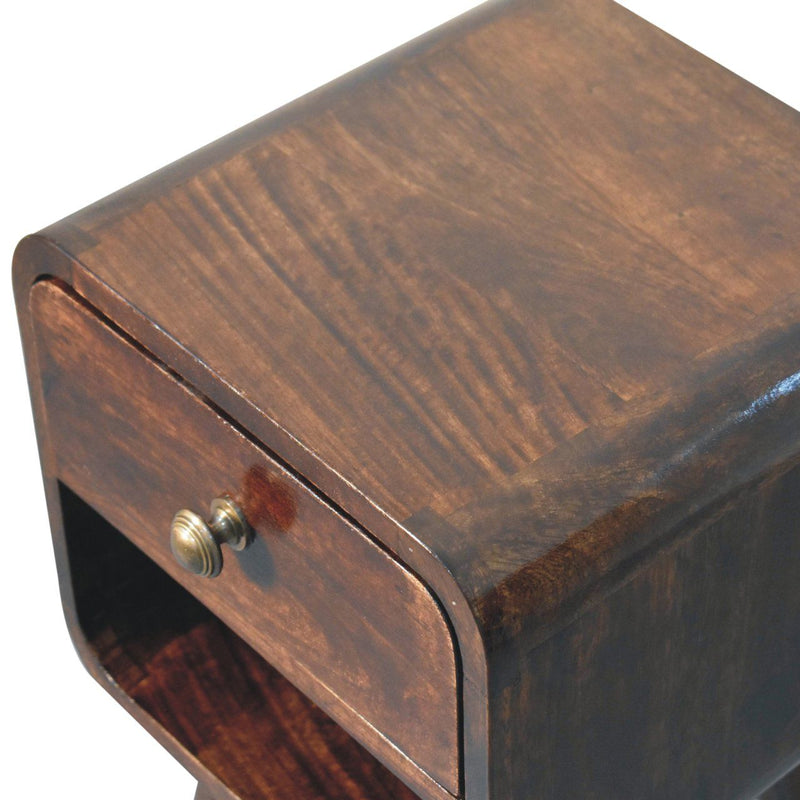 Mini California Curved Nightstand Wth Lower Slot
