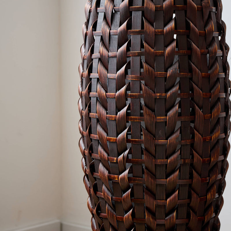 Hand Woven Bamboo Floor Vase, Decorative Accent For Living Room - Acacia Wood