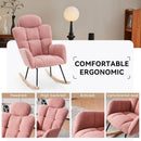 Contemporary Teddy Fabric Upholstered Nursery Rocking Glider Chair With High Backrest And Pillow