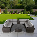 Patio Seating Group With Cushions And Fire Pit - Espresso
