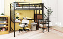Loft Bed With Desk And Grid, Stylish Frame With Lateral Storage Ladder And Wardrobe