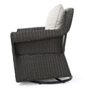 Amaya - Outdoor Swivel Rocker Chair With Water Resistant Cushions - Brown / Beige
