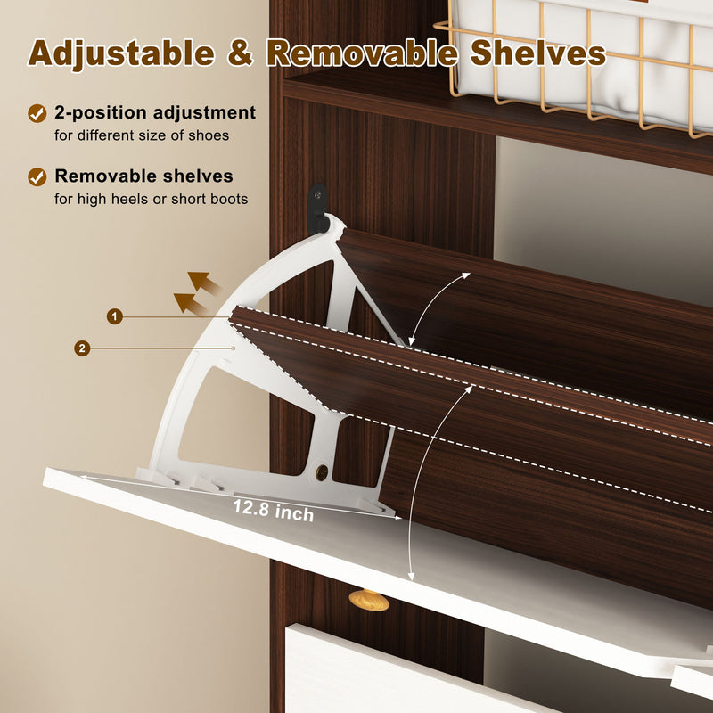 Modern Freestanding Shoe Storage Cabinet With 4 Flip Drawers