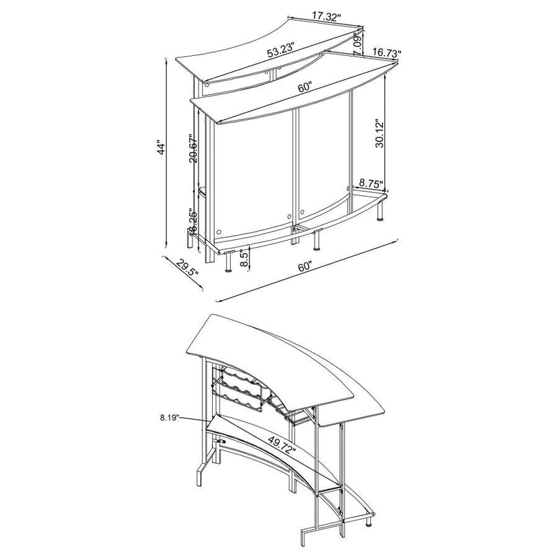 Keystone - Curved Glass Top Home Bar Wine Cabinet - Black