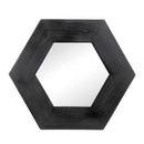 Hexagon Mirror With Natural Wood Frame, Wall Decor For Living Room Bathroom Hallway