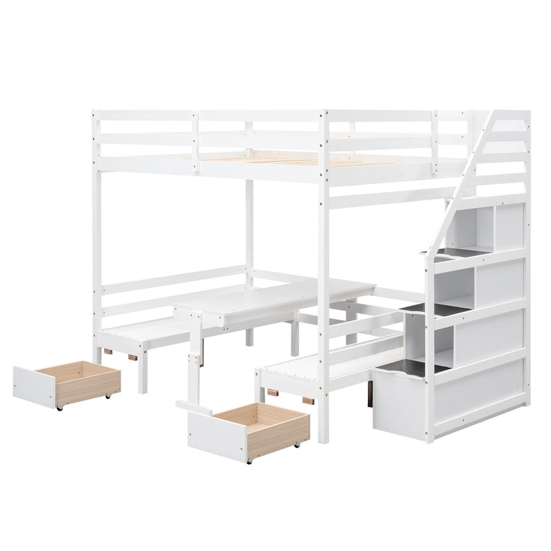 Bunk With Staircase, The Down Bed Can Be Convertible To Seats And Table Set