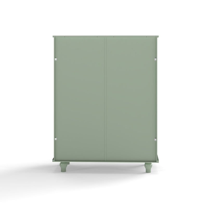 Minimalist Buffet Cabinet With Double Glass Doors And Drawer