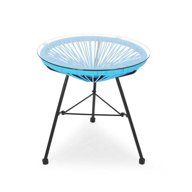 Nusa - Modern Rattan Side Table With Tempered Glass Top