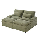 Convertible Loveseat Sofa With Storage And USB Ports - Green