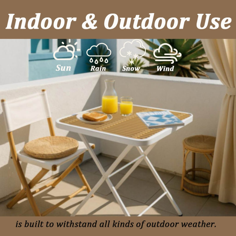 Modern Folding Square Table, Water Proof And Wear Resistant - Apricot / White