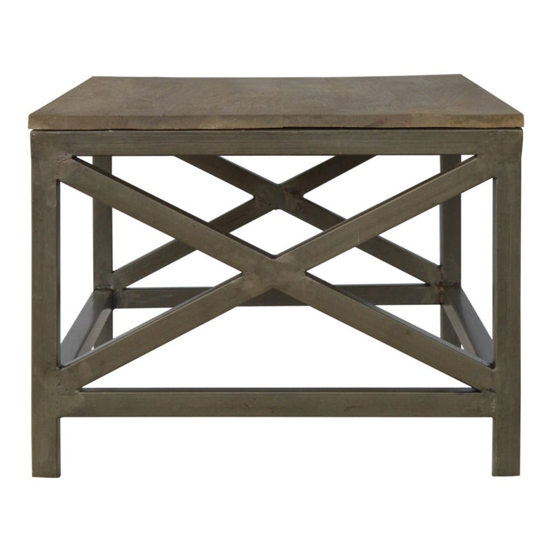Industrial Cross Metal Coffee Table - Pewter