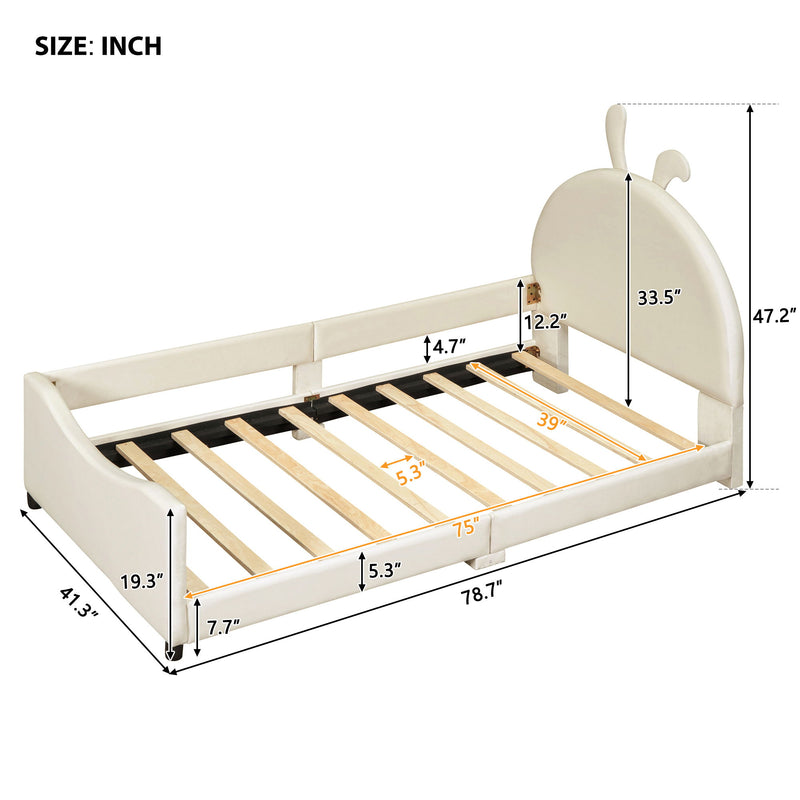 Upholstered Daybed With Rabbit Ear Shaped Headboard