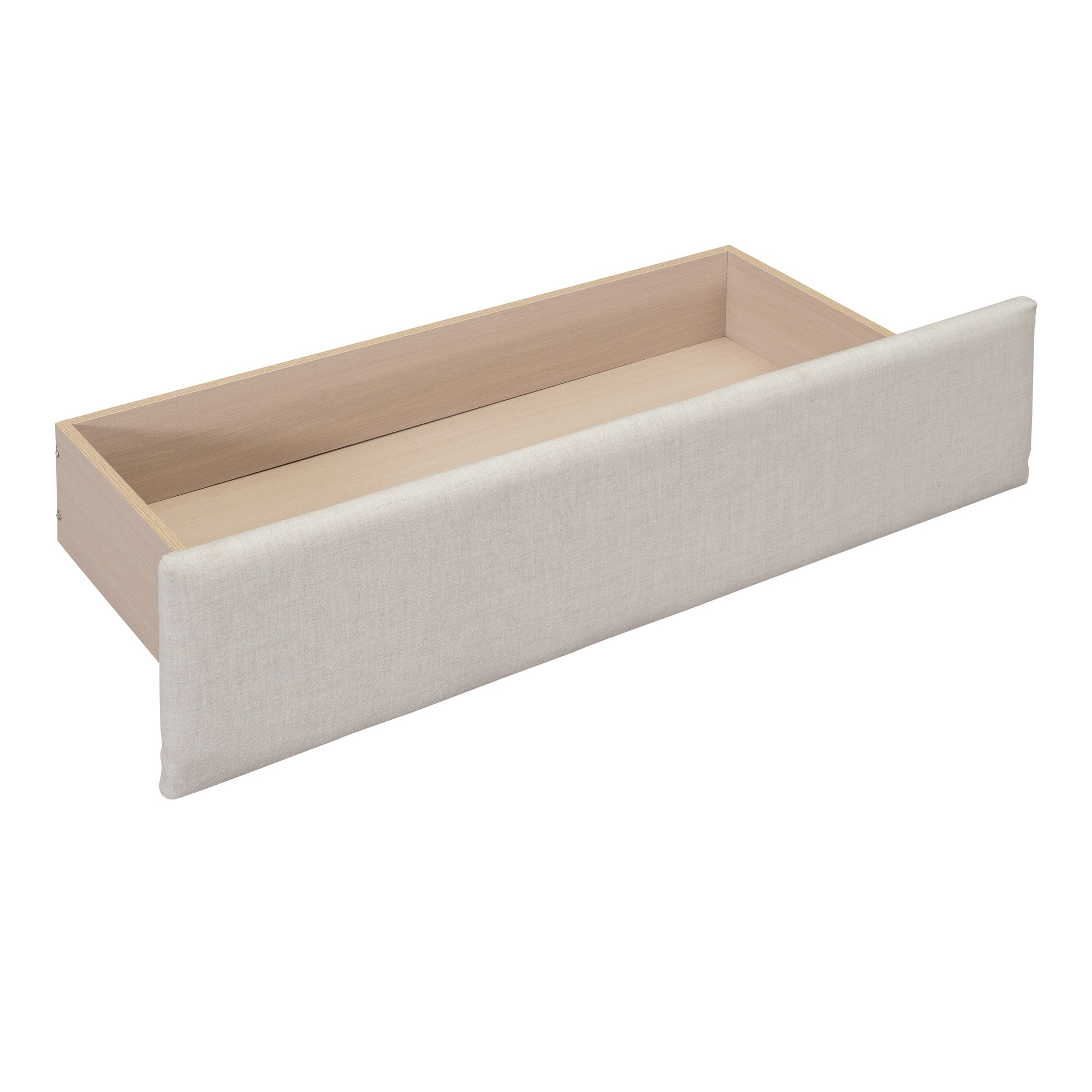 Twin Size Upholstered Platform Bed with 2 Drawers, Beige - Atlantic Fine Furniture Melbourne FL